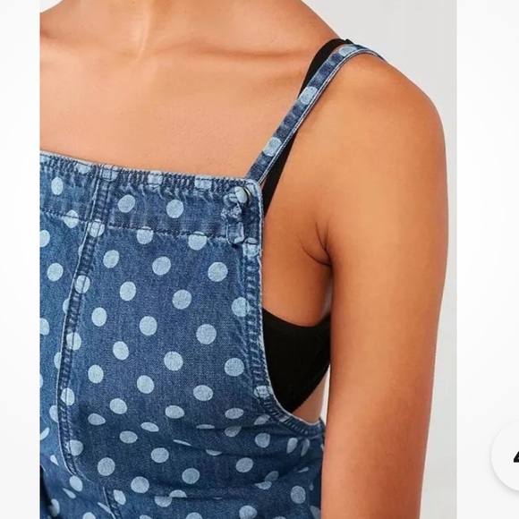 Urban Outfitters BDG Monaco Polka Dot Romper Shortalls Denim Size Small - Picture 3 of 13